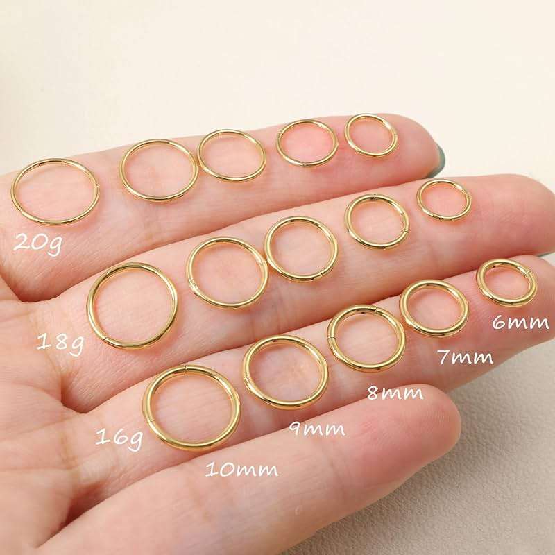 20G 18G 16G Titanium Nose Ring Hoop, Cartilage Hoop Earrings for Women Men Silver Gold Nose Ring Septum Ring Tragus Conch Helix Daith Lip Piercing Jewelry 6mm/7mm/8mm/9mm/10mm - Image 2