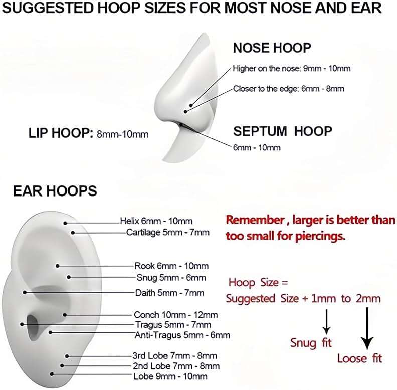 20G 18G 16G Titanium Nose Ring Hoop, Cartilage Hoop Earrings for Women Men Silver Gold Nose Ring Septum Ring Tragus Conch Helix Daith Lip Piercing Jewelry 6mm/7mm/8mm/9mm/10mm - Image 4