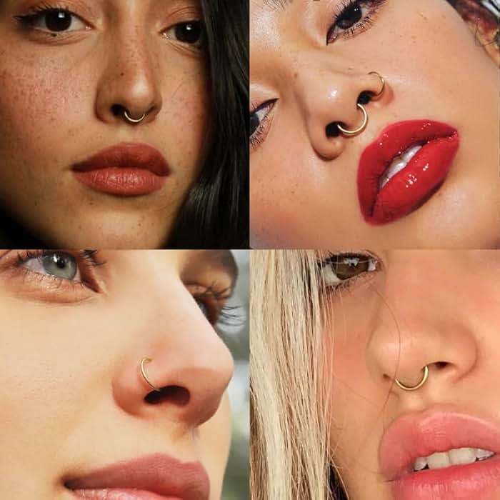 20G 18G 16G Titanium Nose Ring Hoop, Cartilage Hoop Earrings for Women Men Silver Gold Nose Ring Septum Ring Tragus Conch Helix Daith Lip Piercing Jewelry 6mm/7mm/8mm/9mm/10mm - Image 6