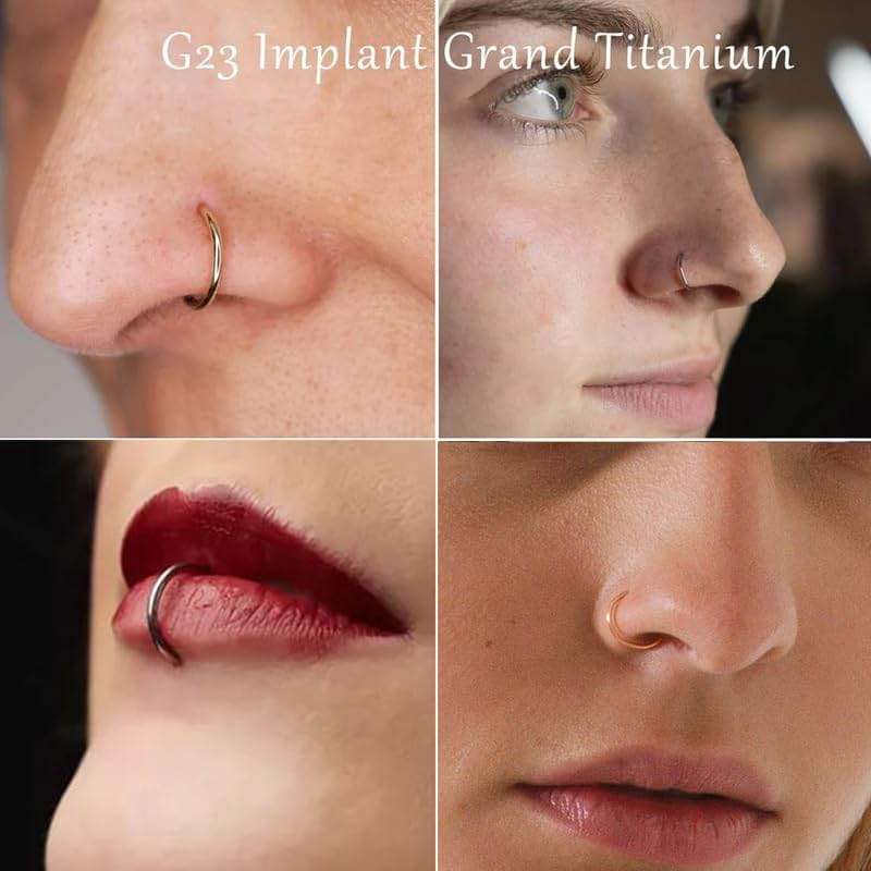 20G 18G 16G Titanium Nose Ring Hoop, Cartilage Hoop Earrings for Women Men Silver Gold Nose Ring Septum Ring Tragus Conch Helix Daith Lip Piercing Jewelry 6mm/7mm/8mm/9mm/10mm - Image 8