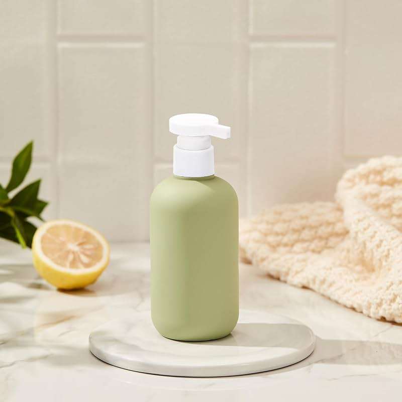 Qeuly Squeeze Bottles with Pump Dispenser and Flip Cap, 8.8 oz Refillable Travel Containers for Toiletries, Plastic Travel Shampoo and Conditioner Bottles (Blue 260) - Image 2