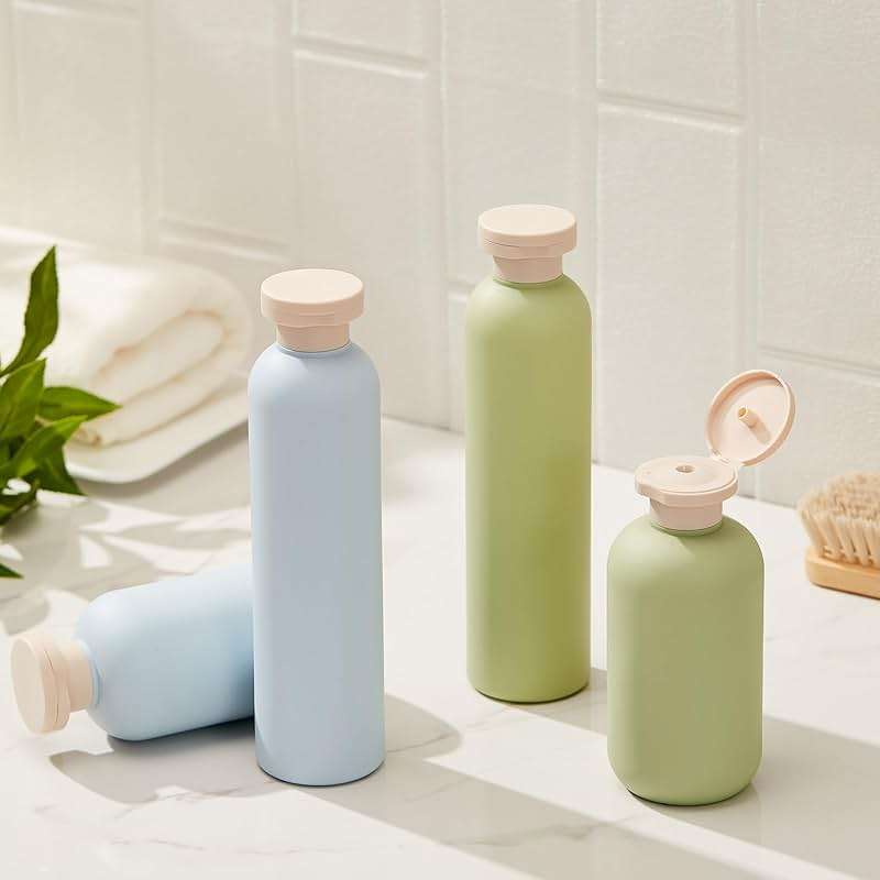 Qeuly Squeeze Bottles with Pump Dispenser and Flip Cap, 8.8 oz Refillable Travel Containers for Toiletries, Plastic Travel Shampoo and Conditioner Bottles (Blue 260) - Image 6