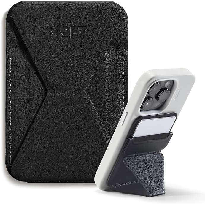 MOFT Magnetic Wallet Stand Compatible with iPhone 17/16/15/14/13/12 Series, Angle Adjustment & Magsafe Compatible MOVAS Phone Stand,Jet Black - Image 1