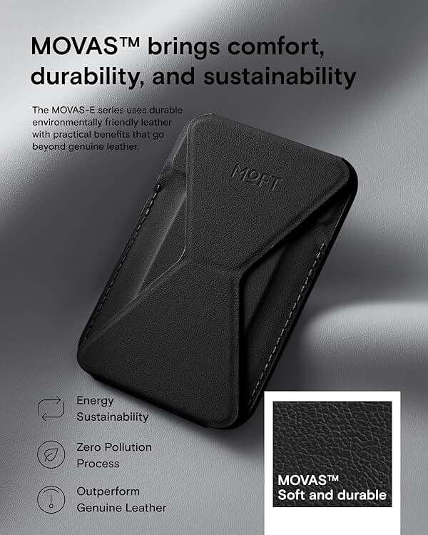 MOFT Magnetic Wallet Stand Compatible with iPhone 17/16/15/14/13/12 Series, Angle Adjustment & Magsafe Compatible MOVAS Phone Stand,Jet Black - Image 4