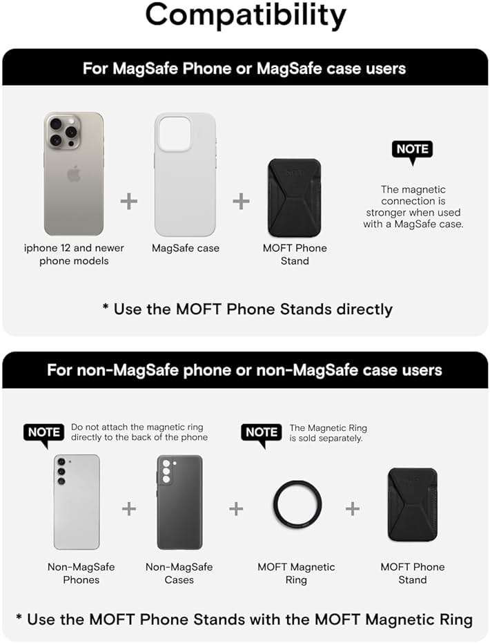 MOFT Magnetic Wallet Stand Compatible with iPhone 17/16/15/14/13/12 Series, Angle Adjustment & Magsafe Compatible MOVAS Phone Stand,Jet Black - Image 6