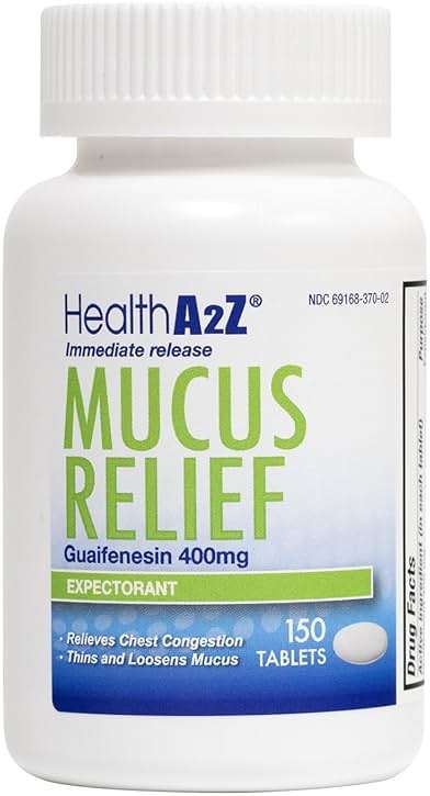 HealthA2Z® Mucus Relief | Guaifenesin 400mg | Immediate Release Expectorant | Chest Congestion & Mucus Relief | 150 Tablets - Image 1