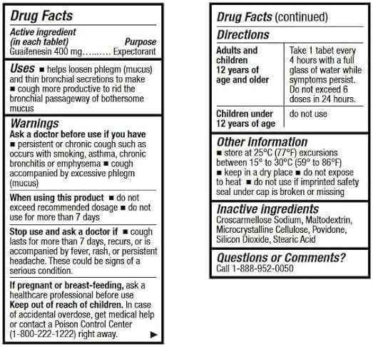 HealthA2Z® Mucus Relief | Guaifenesin 400mg | Immediate Release Expectorant | Chest Congestion & Mucus Relief | 150 Tablets - Image 3