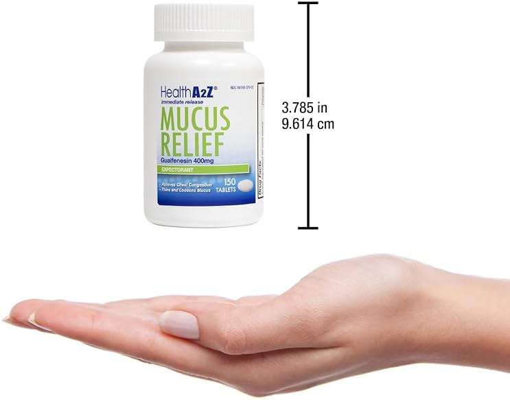 HealthA2Z® Mucus Relief | Guaifenesin 400mg | Immediate Release Expectorant | Chest Congestion & Mucus Relief | 150 Tablets - Image 5