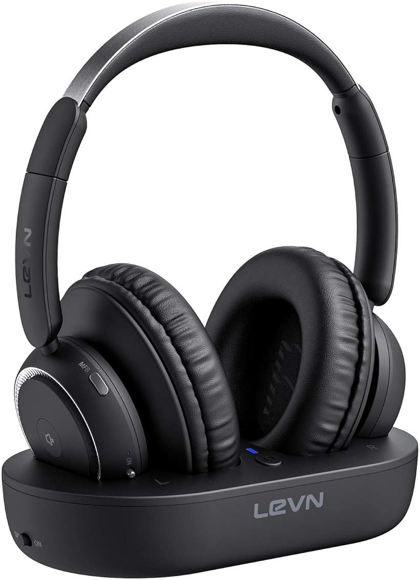 LEVN Wireless Headphones for TV Watching, TV Headphones Wireless for Seniors with Transmitter Charging Base, Hearing-impaired, No Audio Delay Blutooth 5.2, Plug and Play, Gifts for Elderly - Image 1