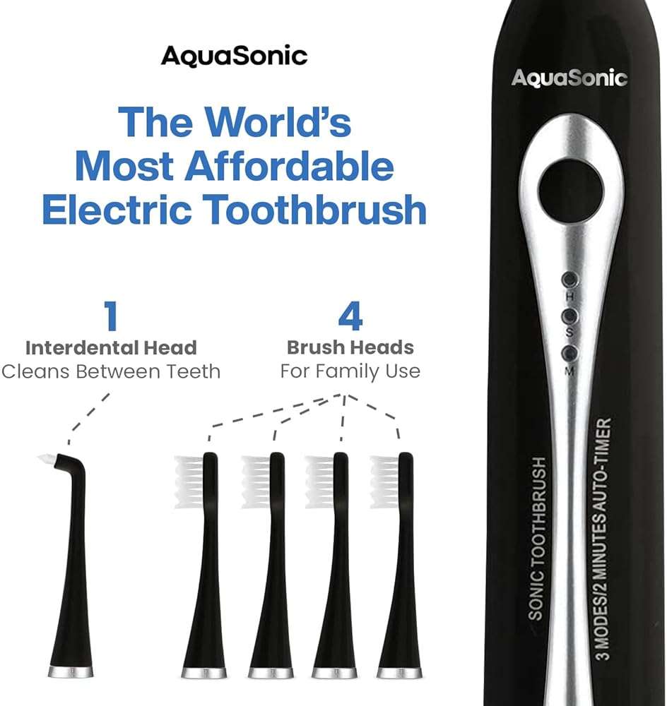 AquaSonic Home Dental Center Rechargeable Power Toothbrush & Smart Water Flosser - Complete Family Oral Care System - 10 Attachments and Tips Included - Various Modes & Timers (Black) - Image 2