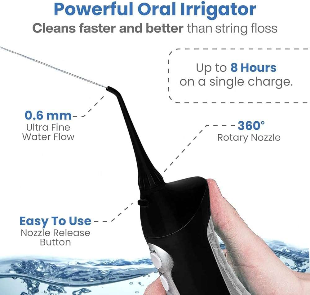 AquaSonic Home Dental Center Rechargeable Power Toothbrush & Smart Water Flosser - Complete Family Oral Care System - 10 Attachments and Tips Included - Various Modes & Timers (Black) - Image 3