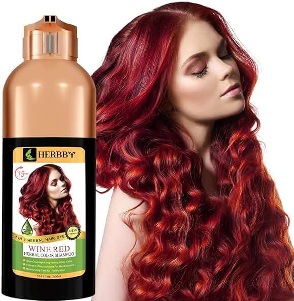 HERBBY Hair Color Shampoo for Gray Hair Coverage&Color Transform with 9 Herbal Extracts –Long Lasting(6-8 Weeks),Shiny,Evenly Colored,Instant Hair Dye Shampoo&Conditioner, 500 Ml (WINE RED COLOR) - Image 1