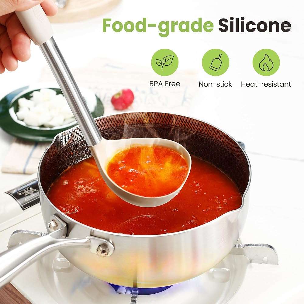 Cooking Utensils Set, 35Pcs Silicone Kitchen Utensils Set with Holder, 446°F Heat Resistant Food Grade Spatula Set, BPA Free Kitchen Gadgets for Non-stick Cookware, Easy to Clean (Khaki) - Image 3