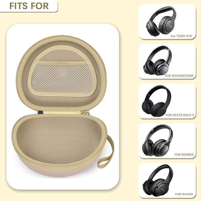 Headphone Case for Beats Solo 4/ for Soundcore/for Glynzak/for Picun B8/ for Beats Studio Pro, Solo3, Solo Pro On-Ear Headphones, Foldable Bluetooth Wireless Headset (Extra Large) - Khaki - Image 2