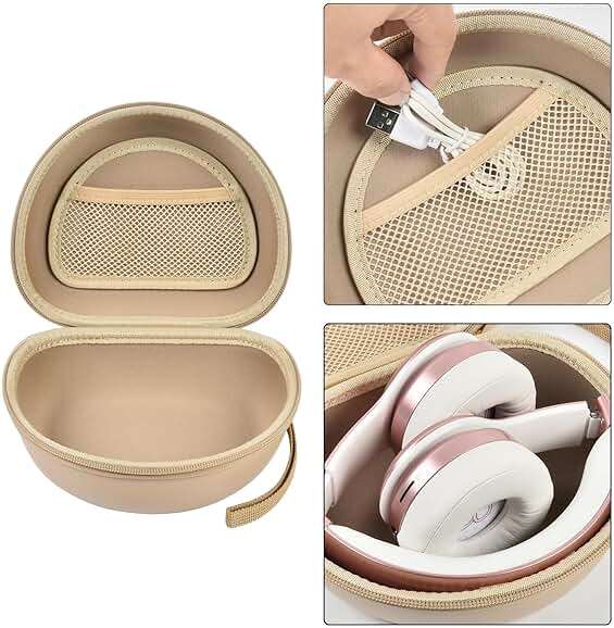 Headphone Case for Beats Solo 4/ for Soundcore/for Glynzak/for Picun B8/ for Beats Studio Pro, Solo3, Solo Pro On-Ear Headphones, Foldable Bluetooth Wireless Headset (Extra Large) - Khaki - Image 4