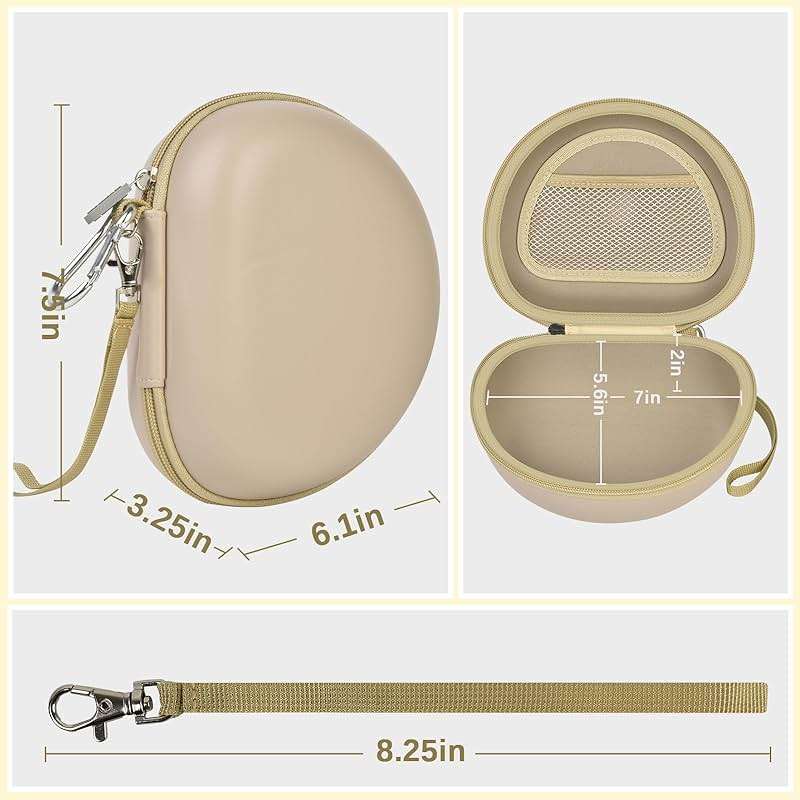 Headphone Case for Beats Solo 4/ for Soundcore/for Glynzak/for Picun B8/ for Beats Studio Pro, Solo3, Solo Pro On-Ear Headphones, Foldable Bluetooth Wireless Headset (Extra Large) - Khaki - Image 5