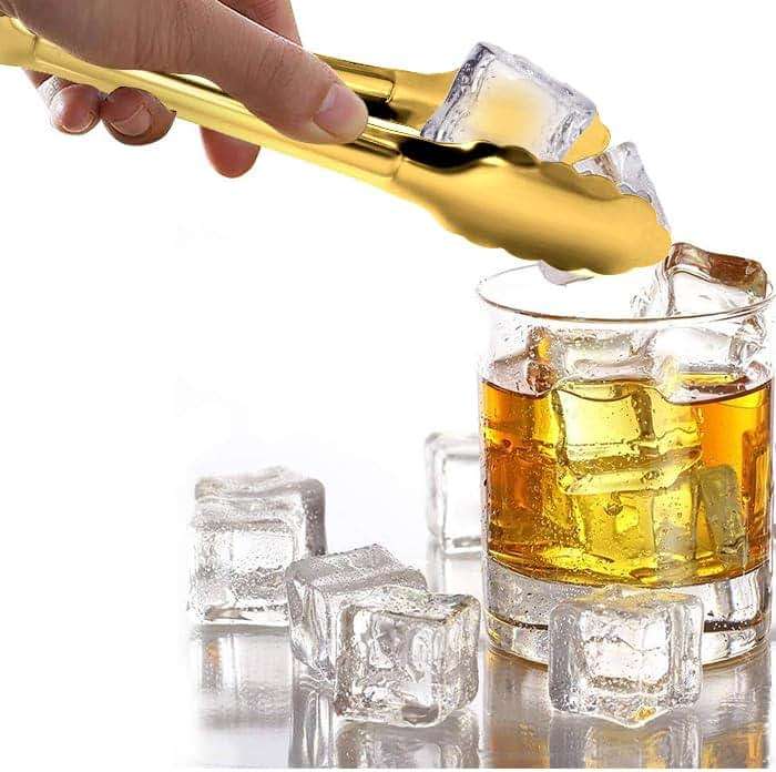 4 Pack Gold Serving Tongs XEVOM Buffet Tongs Serving Utensils Salad Tongs Stainless Steel Gold Plated Buffet Serving Tongs,9 Inch - Image 4