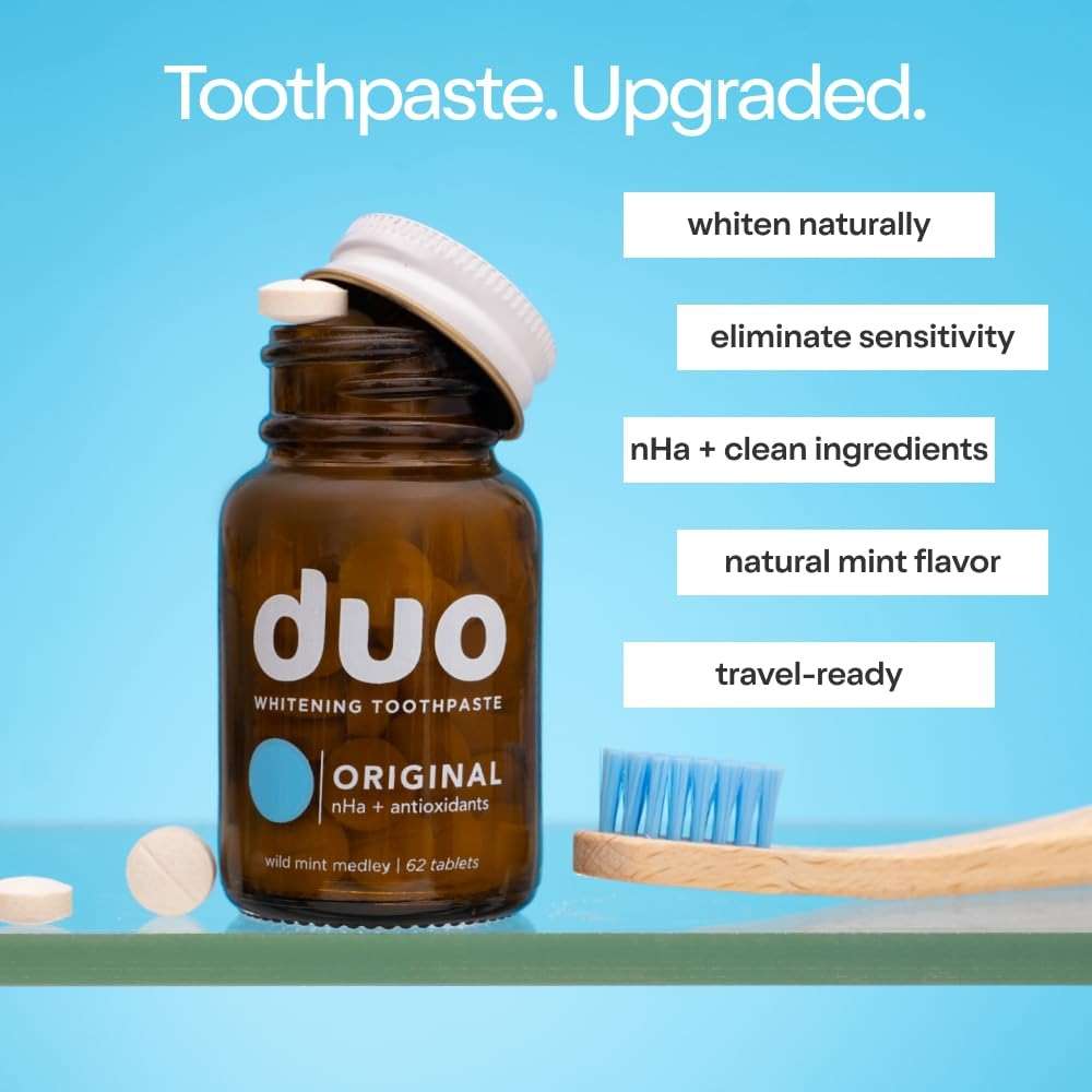 Duo Toothpaste Tablets | Nano-Hydroxyapatite (nHa) Natural Whitening, Remineralize, Reduce Sensitivity | Sustainable & Plastic Free | Dentist Created | Wild Mint Medley - 1 Bottle / 62 Tablets - Image 2