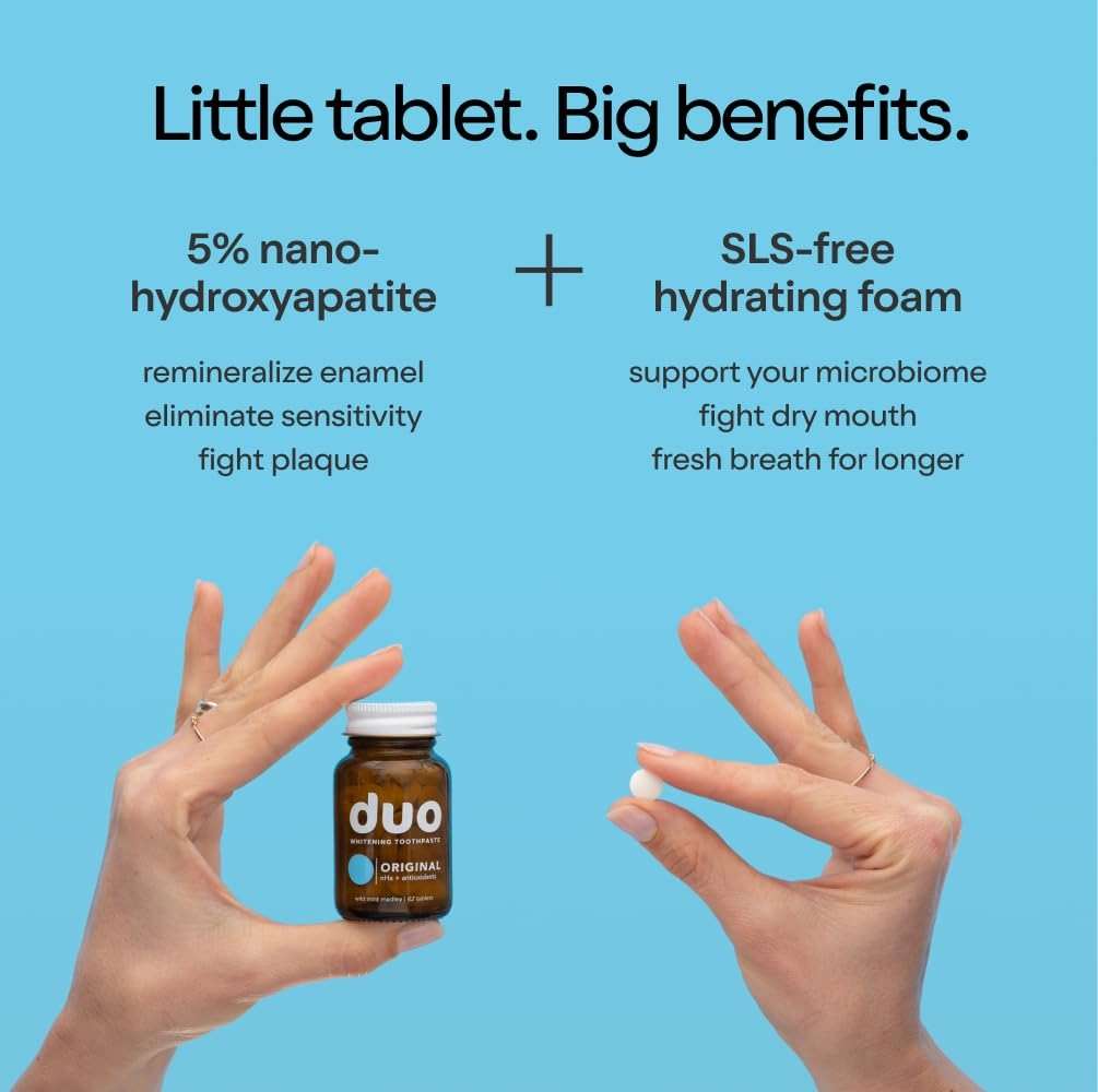 Duo Toothpaste Tablets | Nano-Hydroxyapatite (nHa) Natural Whitening, Remineralize, Reduce Sensitivity | Sustainable & Plastic Free | Dentist Created | Wild Mint Medley - 1 Bottle / 62 Tablets - Image 3