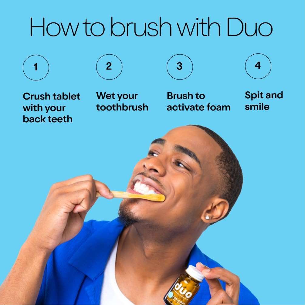 Duo Toothpaste Tablets | Nano-Hydroxyapatite (nHa) Natural Whitening, Remineralize, Reduce Sensitivity | Sustainable & Plastic Free | Dentist Created | Wild Mint Medley - 1 Bottle / 62 Tablets - Image 6