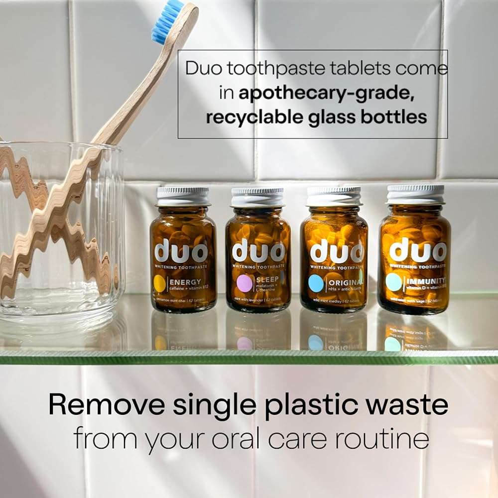 Duo Toothpaste Tablets | Nano-Hydroxyapatite (nHa) Natural Whitening, Remineralize, Reduce Sensitivity | Sustainable & Plastic Free | Dentist Created | Wild Mint Medley - 1 Bottle / 62 Tablets - Image 8