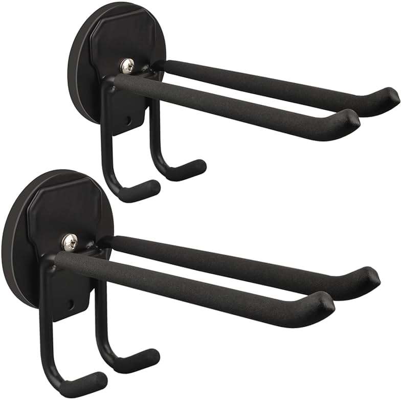 ULIBERMAGNET Double Layer Magnetic Hooks,Heavy Duty Magnetic Storage Hooks for Garden Tools,Shovel,Rope,Cable,Hose,Power Tool Organizer for Garages,Gardens,Workshop (2PACK/3.46INCH) - Image 1