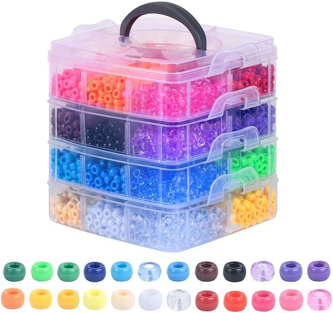 Simetufy 4200Pcs Pony Beads, 24 Colors Kandi Beads Bulk for Bracelets Making Hair Braiding Kandi Friendship Bracelet Craft DIY Jewelry Making Christmas Gifts (Boxed) - Image 1