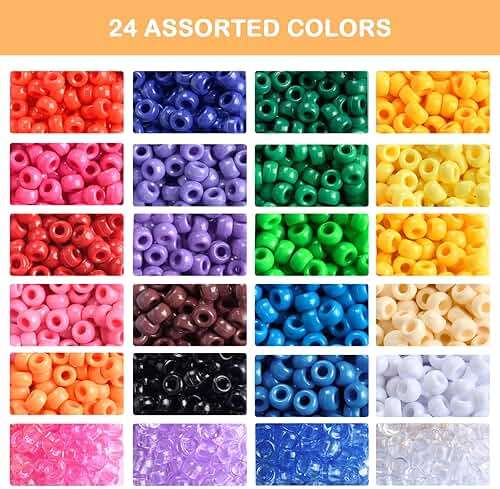 Simetufy 4200Pcs Pony Beads, 24 Colors Kandi Beads Bulk for Bracelets Making Hair Braiding Kandi Friendship Bracelet Craft DIY Jewelry Making Christmas Gifts (Boxed) - Image 4