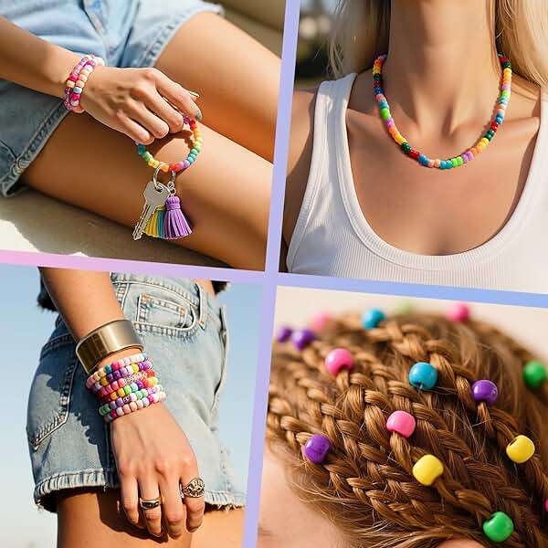 Simetufy 4200Pcs Pony Beads, 24 Colors Kandi Beads Bulk for Bracelets Making Hair Braiding Kandi Friendship Bracelet Craft DIY Jewelry Making Christmas Gifts (Boxed) - Image 6