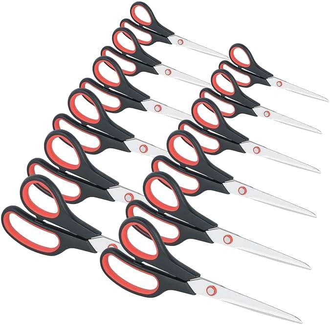 Scissors All Purpose for Office Heavy Duty, 8" Scissors Bulk Pack of 12 for Home Craft Sewing Fabric Supplies, High/Middle School Student Teacher Scissor,Right/Left Handed - Image 1