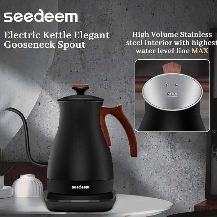SEEDEEM Gooseneck Electric Kettle Full Touch Screen 1200W Electric Tea & Coffee Kettle with Four Heating Modes Rapid Heating,±1℉ Temperature Control,Keep Warm Mode,1L Electric kettle - Image 6