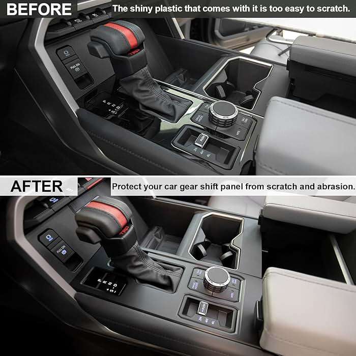 JDMCAR Central Control Gear Shift Panel Trim Cover Compatible with 2022 2023 2024 2025 2026 Toyota Tundra/Sequoia Accessories, Gear Shift Control Anti-Scratch Panel Decorative Sticker -Matte Black - Image 2