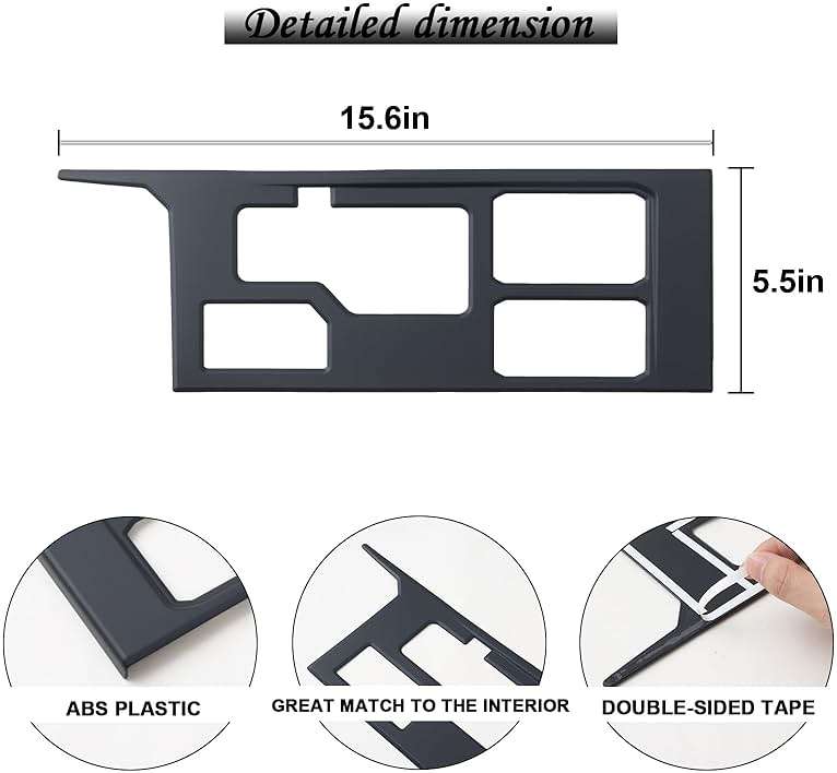 JDMCAR Central Control Gear Shift Panel Trim Cover Compatible with 2022 2023 2024 2025 2026 Toyota Tundra/Sequoia Accessories, Gear Shift Control Anti-Scratch Panel Decorative Sticker -Matte Black - Image 5