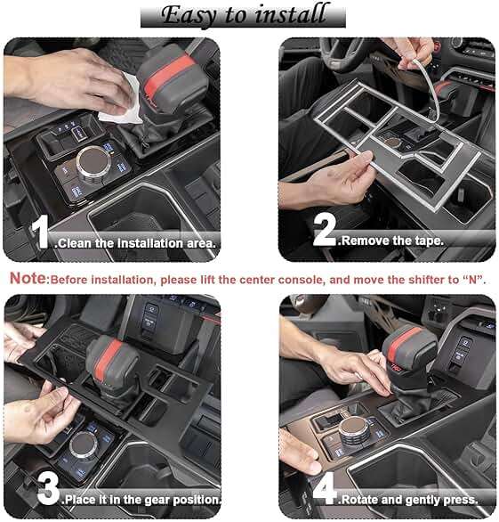 JDMCAR Central Control Gear Shift Panel Trim Cover Compatible with 2022 2023 2024 2025 2026 Toyota Tundra/Sequoia Accessories, Gear Shift Control Anti-Scratch Panel Decorative Sticker -Matte Black - Image 6