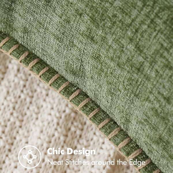 MIULEE Pack of 2 Couch Throw Pillow Covers 18x18 Inch Sage Green Farmhouse Decorative Pillow Covers with Stitched Edge Soft Chenille Solid Dyed Summer Pillow Covers for Sofa Bed Living Room - Image 3