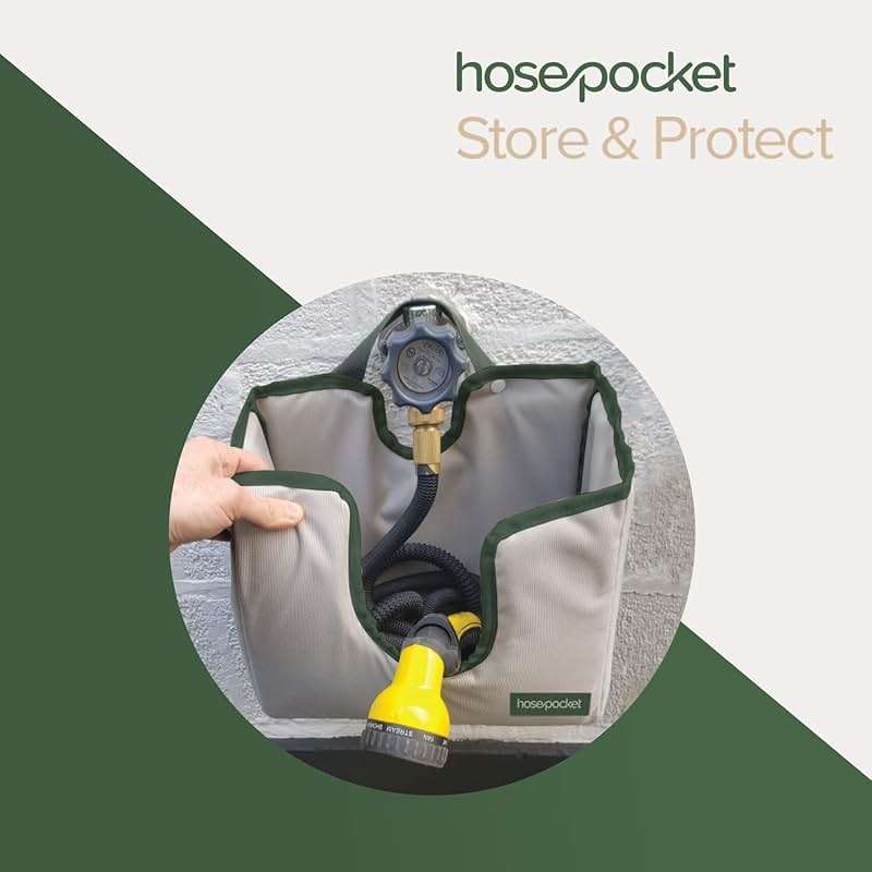 Expandable Garden Hose Holder by Hose Pocket – Store Your Expandable Garden Hose Neatly and Simply – Size Large Designed For 50-100 ft. Hose (Large) - Image 3