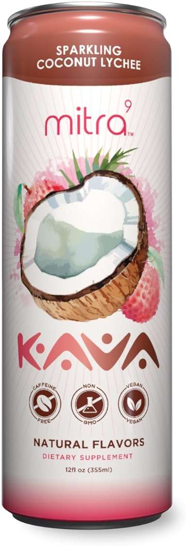Mitra9 | Paradise Lychee Kava Seltzer - Sparkling Relaxation Drink | 4-Pack | Non-Alcoholic Alcohol Alternative | 500mg Kava Root Extract | Low Calorie, Plant Based Stress Relief | 12 fl oz Cans - Image 3