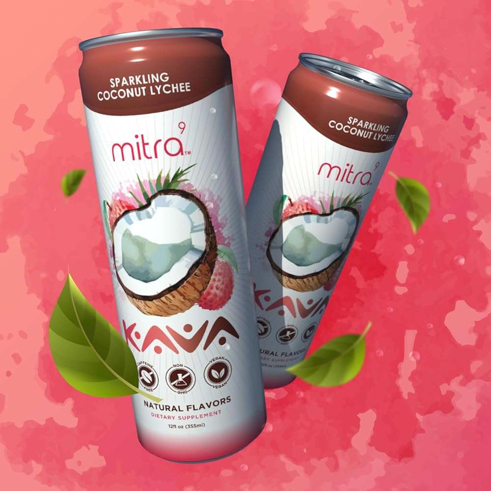 Mitra9 | Paradise Lychee Kava Seltzer - Sparkling Relaxation Drink | 4-Pack | Non-Alcoholic Alcohol Alternative | 500mg Kava Root Extract | Low Calorie, Plant Based Stress Relief | 12 fl oz Cans - Image 4