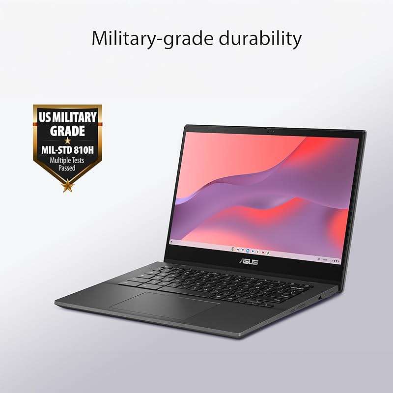 ASUS Chromebook CM14 Laptop, 14" HD Anti-Glare Display (1366x768), MediaTek Kompanio 520, 4GB RAM, 64GB eMMC, ChromeOS, Gray, CM1402CM2A-DS44, Gravity Grey - Image 4