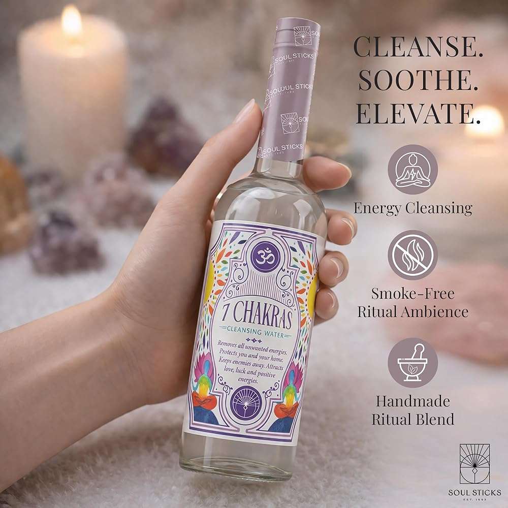 SOUL STICKS Cleansing Water 7.5 oz. Bottle for Clearing Negative Energy and Purifying Home Spiritual Florida Water Area Deodorizer (7 Chakras) - Image 2