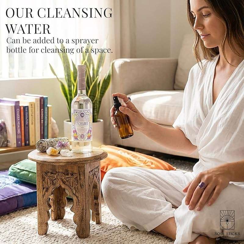 SOUL STICKS Cleansing Water 7.5 oz. Bottle for Clearing Negative Energy and Purifying Home Spiritual Florida Water Area Deodorizer (7 Chakras) - Image 4