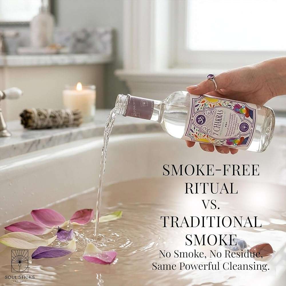 SOUL STICKS Cleansing Water 7.5 oz. Bottle for Clearing Negative Energy and Purifying Home Spiritual Florida Water Area Deodorizer (7 Chakras) - Image 7