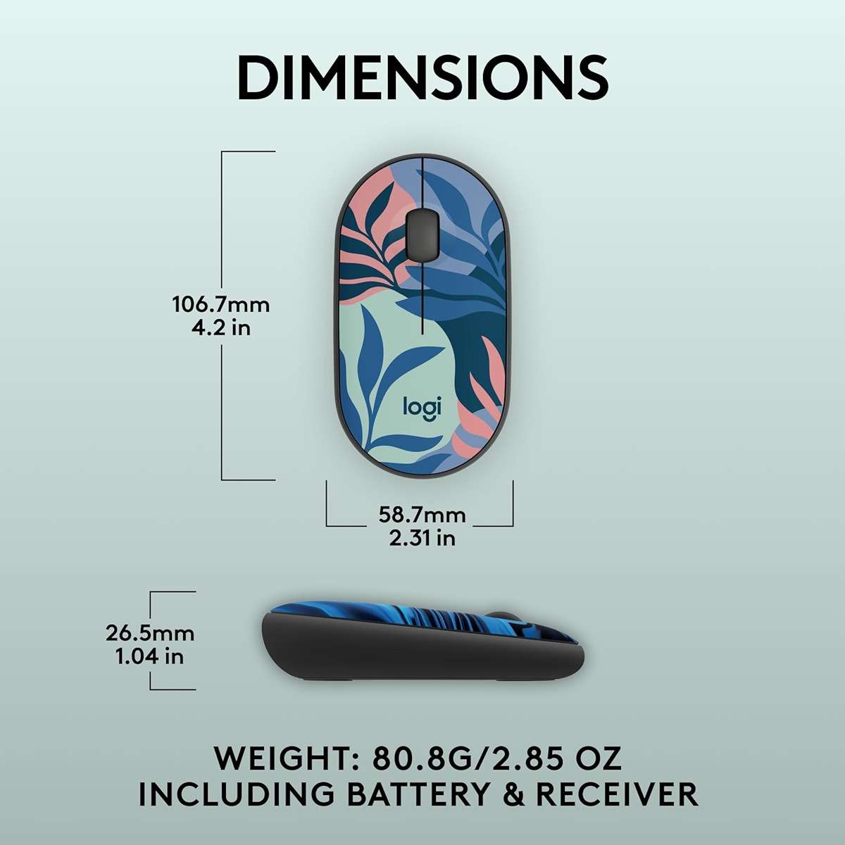 Logitech M340 Wireless Mouse with Limited Edition Prints, USB Receiver and Silent Clicks, Portable Wireless Mouse for Laptop, PC, Windows, Chrome, Surface – Floral Leaves - Image 7