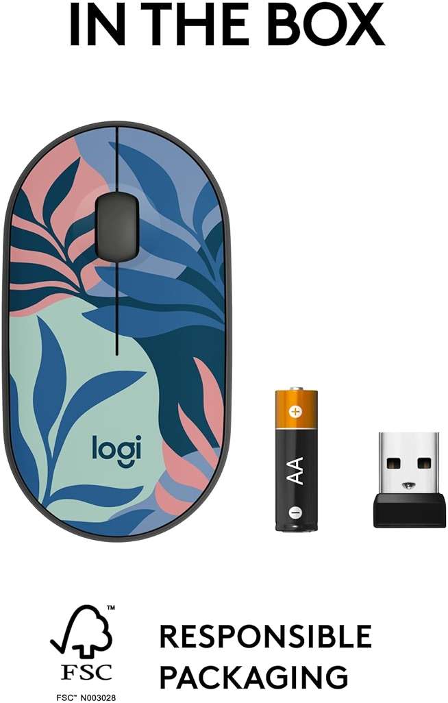 Logitech M340 Wireless Mouse with Limited Edition Prints, USB Receiver and Silent Clicks, Portable Wireless Mouse for Laptop, PC, Windows, Chrome, Surface – Floral Leaves - Image 8