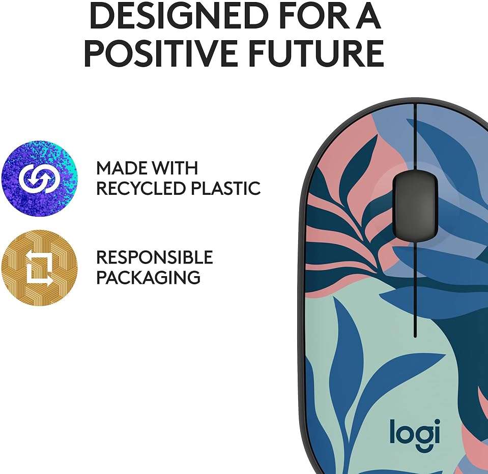Logitech M340 Wireless Mouse with Limited Edition Prints, USB Receiver and Silent Clicks, Portable Wireless Mouse for Laptop, PC, Windows, Chrome, Surface – Floral Leaves - Image 9