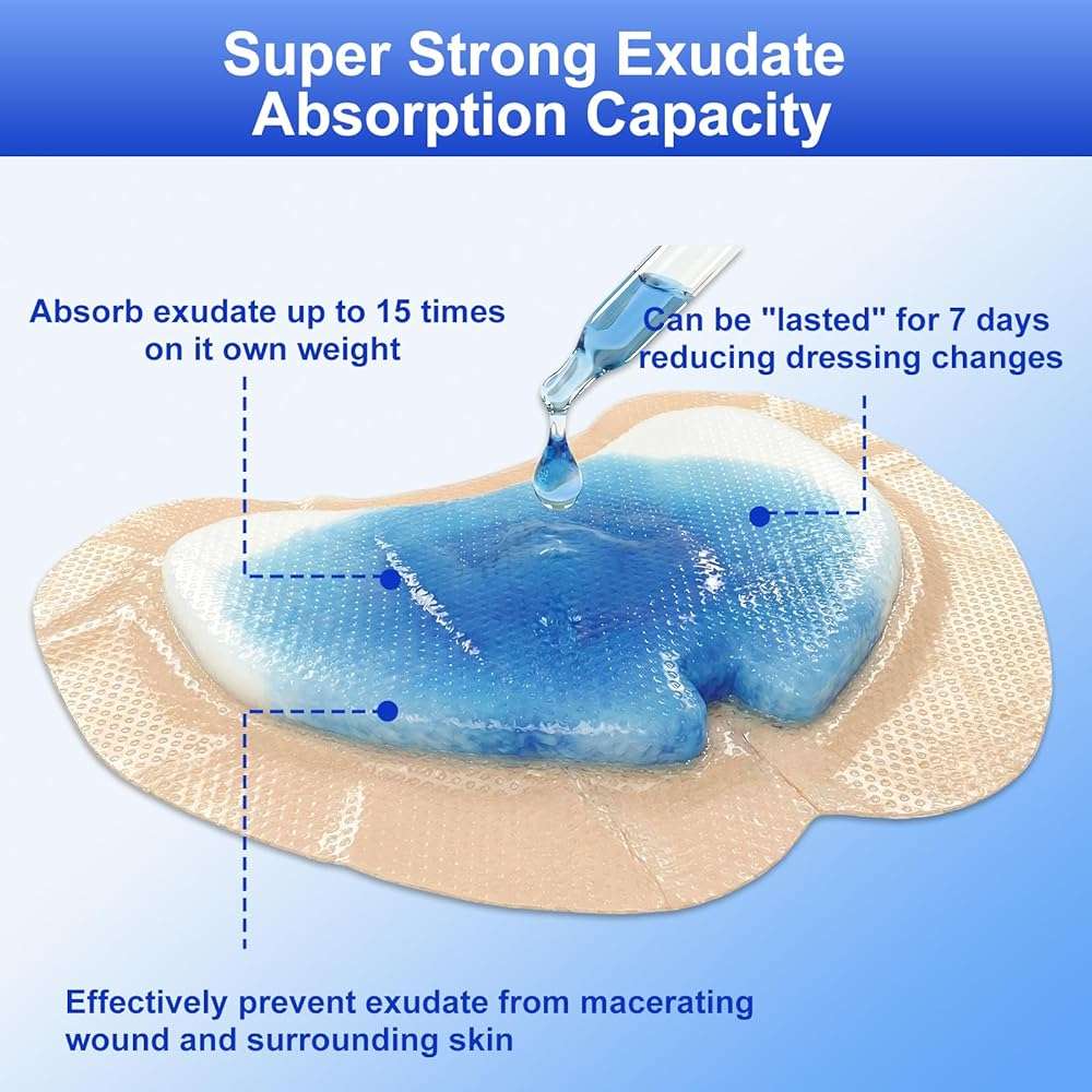 Niceful Sacral Silicone Foam Dressing, Sacrum Bed Sore Bandages for Large Wound 7.1"x 8"(5PCS) - Image 3