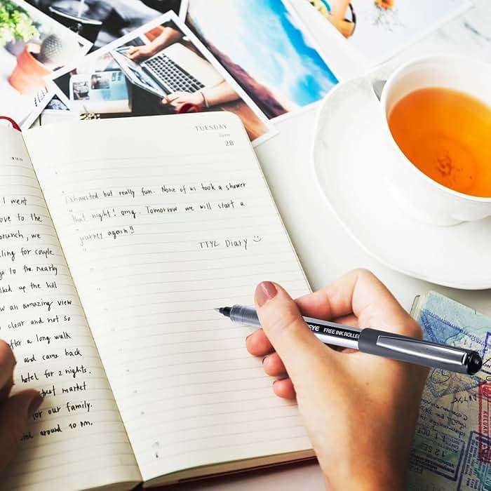 EYEYE 0.5mm Black Rollerball Pens 25 Pack, Extra Fine Point Roller Ball Pen Quick Dry, Liquid Ink Pens Fine Point Smooth Writing Pen for Journaling, Note Taking, Office, School Supplies - Image 2