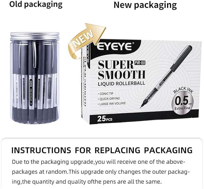 EYEYE 0.5mm Black Rollerball Pens 25 Pack, Extra Fine Point Roller Ball Pen Quick Dry, Liquid Ink Pens Fine Point Smooth Writing Pen for Journaling, Note Taking, Office, School Supplies - Image 7