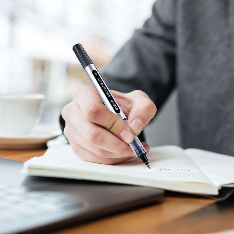 EYEYE 0.5mm Black Rollerball Pens 25 Pack, Extra Fine Point Roller Ball Pen Quick Dry, Liquid Ink Pens Fine Point Smooth Writing Pen for Journaling, Note Taking, Office, School Supplies - Image 8