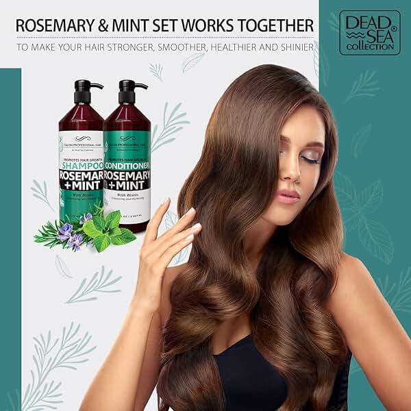 Dead Sea Collection Shampoo and Conditioner Set for Strengthening and Volume - Pure Dead Sea Minerals, Rosemary and Mint – Hair Care - Nutrition, Repair and Shine - Pack of 2 (33.8 & 30.6 Fl. Oz) - Image 2
